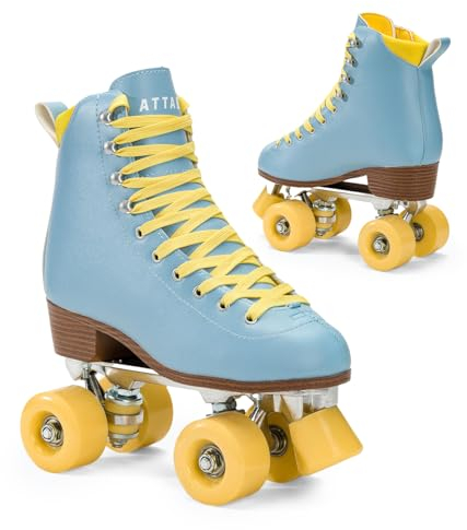 ATTABO Rollschuhe Mädchen Cascada Größe 40 EU Ökoleder Obermaterial Belüftung Aluminium Kufe 82A Räder Roller Skates mit Zehenschutz und Sicheres Bremsen