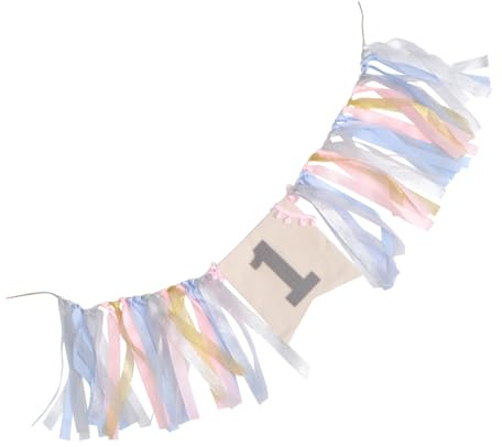 VICASKY Banderín Decorativo Banner de Cumpleaños en Tela Azul para Silla de Comedor para Decoración de Fiesta Infantil y Mesa de Pastel