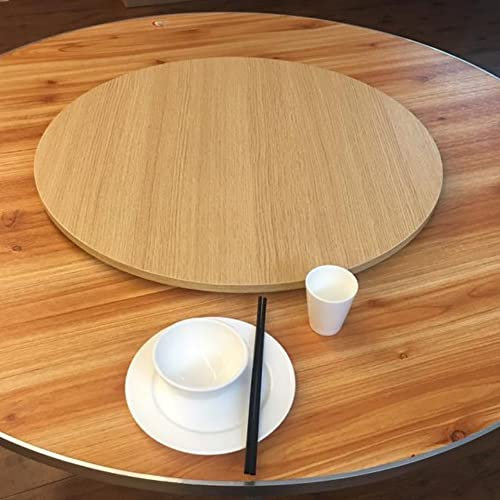 Plateau rotatif Lazy Susan en bois de 50 cm de couleur bûche, table de salle à manger ronde robuste, plaque tournante de 120 cm, grande assiette de service pivotante, plateau de table rotatif (couleur