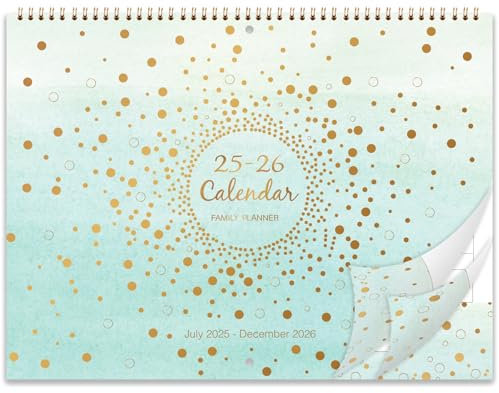 Calendario familiar 2026, calendario 2026 de enero de 2026 a diciembre de 2026, 16.6 x 11.7 pulgadas, calendario de pared 2026 con 6 columnas, planificador familiar perfecto, verde pastel