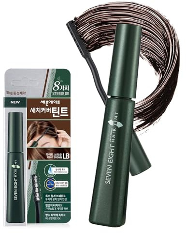 Seven Eight Gray Hair Root Touch Up Mascara, Light Brown, Quick Cover for Gray Hair & Hairline, Water-Resistant Temporary Hair Color, Brush-On Washable Hair Tint with Black Bean Complex & 4 Proteins