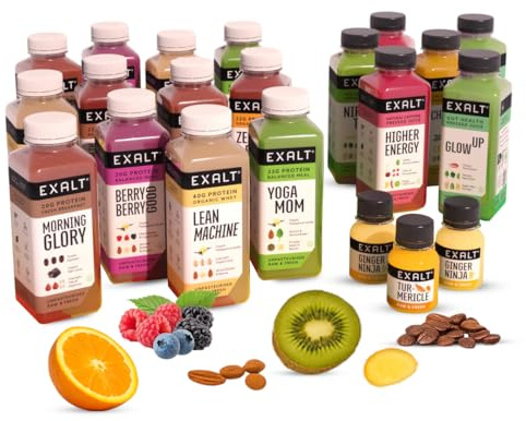 EXALT 3-Day Juice Cleanse - Premium Full Body Detox Cleanse Weight Loss | Caffeine-Free Detox Drinks for Body Cleanse & Gut Health | Whey, Vegan & Collagen Blend for Energy - 120g Protein Per Day