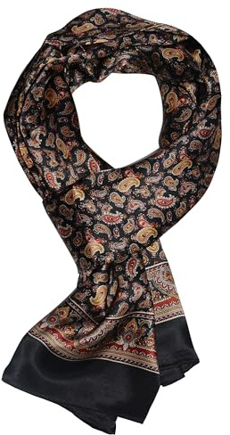 UK_Stone Män 100% Ren Silkesscarf Vintage Klassisk Mönster Dubbelskikt Tryckt, 1 svart, One Size