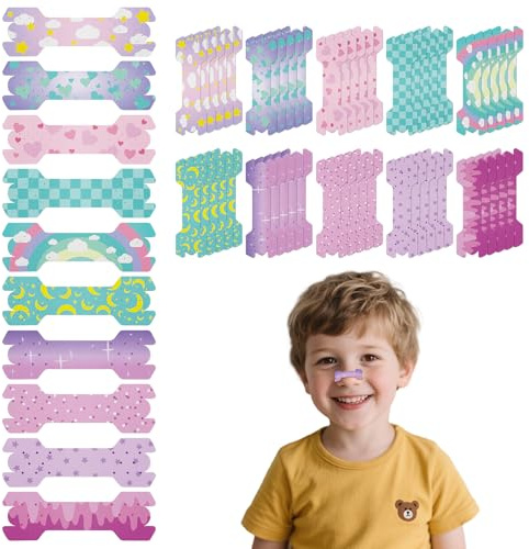 Whemyreat Lot de 60 pansements nasaux pour enfants, bandes nasales pour ronflement, bandes nasales pour respirer, bandes de ronflement, bandes nasales contre les ronflements, bande nasale pour dormir