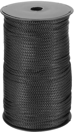 sourcing map 1/4 Inch Polypropylene Rope Braided Ropes, 328ft Nylon Rope Hollow Utility Cord for Clothesline, Camping, Hiking, Outdoor, Black