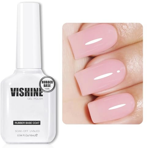 Vishine Base Gommata 5 in 1 Builder Rosa Latte, 16ML Rosa Latte Smalto Semi-Permanente Gel Smalto per Unghie UV LED Gel Polish Rinforzante e Riparatore per Manicure Nail Art #063