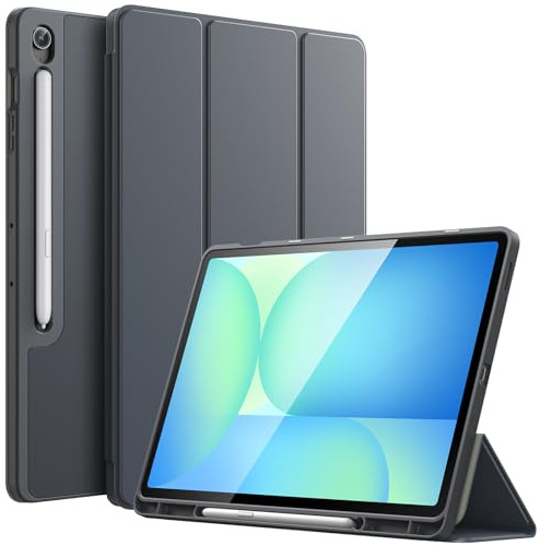 JETech Funda para Samsung Galaxy Tab S10 FE Plus 13,1, Gris | Protección TPU Suave, Soporte S Pen, Soporte Tríptico, Activación/Reposo Automático, Carcasa Ligero Antigolpes