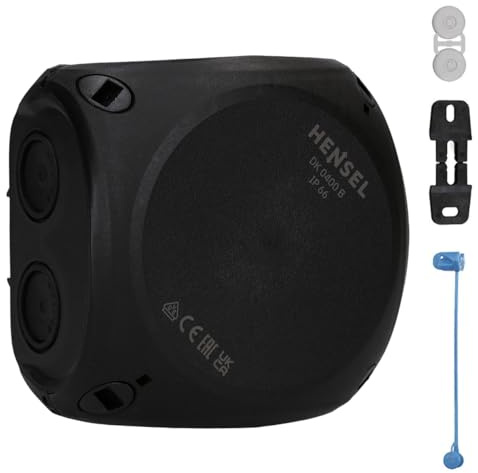 Hensel DK 0400 B Kabelabzweigkasten/Abzweigdose IP66 ohne Klemme schwarz | Feuchtraumdose, bis 4 qmm 3-phasig oder 6 qmm 1-phasig, Leergehäuse mit Dichtmembranen, IP66 für außen