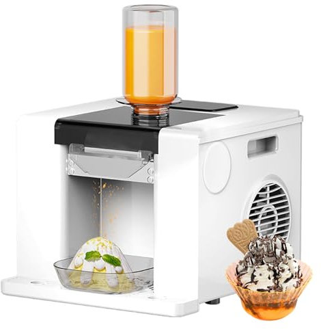 Macchina Per Ghiaccio Tritato Professionale, Pulizia One-Touch, Tritaghiaccio Elettrico, Con Contenitore Da 750 Ml E Vassoio Di Raccolta Separato, 60 Kg/Giorno, Per Ghiaccio Al Latte,White
