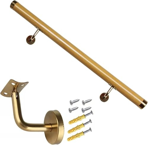 ININOSNP Barandilla Flotante para escaleras Pasamanos, pasamanos de Escalera montados en la Pared, pasamanos de Escalera Resistentes for escalones de Porche al Aire Libre(Gold,200cm)
