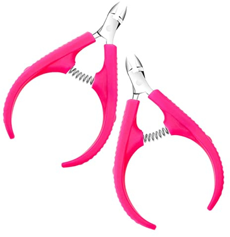 BATHVEVE Alicates Para Cutículas y Removedor De Piel Muerta 2 Piezas Tamaño Compacto Acero Inoxidable Mango Plástico Antideslizante Para Manicura y Pedicura Casa