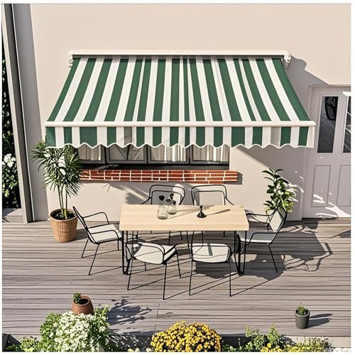Tenda da sole retrattile in poliestere, impermeabile, ricambio per giardino, terrazza, verde, 400 x 250 cm, perfetta protezione esterna