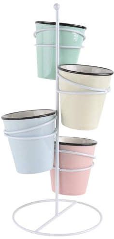 NUOBESTY Portafiori in Ferro Battuto Multi-Strato per Interno Ed Esterno, Supporto Portavasi Resistente Design Compatto e Spostamento Agevole, per Decorare Casa e Ufficio