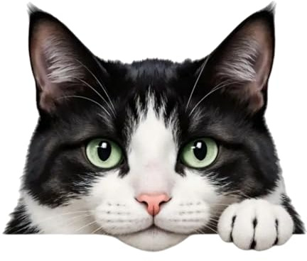 Schwarze und weiße Katze spähende Autoaufkleber, 5,5 Zoll Vinyl wasserdichte Autoaufkleber und Stoßstangen-Aufkleber für Fahrzeuge, Kühlschränke, Wände, Toiletten, abnehmbare Karosserieaufkleber, 2