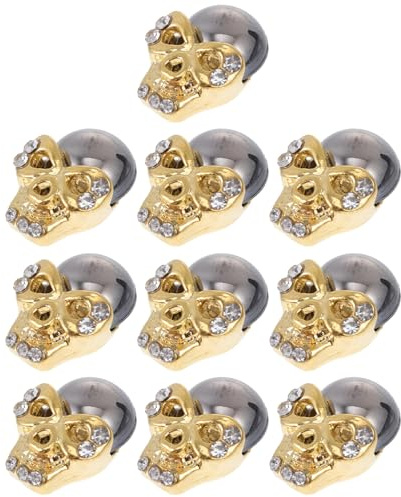 Alipis Accessoires pour Nail Art en Métal Or 10pcs Crâne Créatif Décoratif Pratique pour Manucure Maison ou Salon D'onglerie