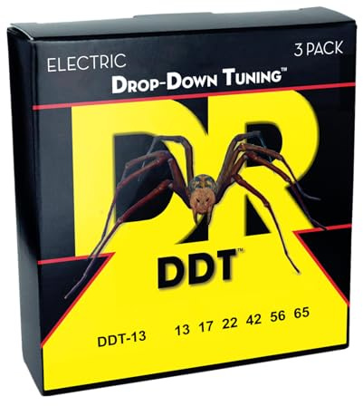 DR DDT Drop Down Tuning E-Gitarren-Saiten 3er Pack – Super Heavy 13–65 – extreme Spannung für sehr tiefe Tunings