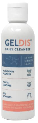 GELDIS® Daily Cleanser - Geldis Gel Detergente Igienizzante per l’igiene quotidiana di Mascherine Trasparenti Apparecchi Ortodontici Protesi Dentarie e Bite (100 ml)