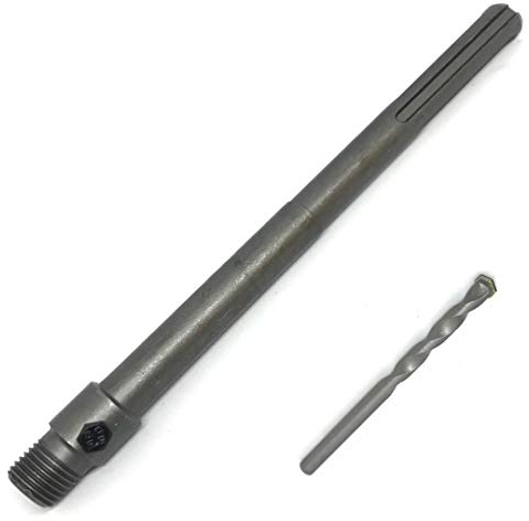 Rennie Tool Company 250mm SDS Max Adapter and Tungsten Carbide Drill Bit - 8mm Pilot Drill for TCT Core Drill, Carbide Tipped Drill Bit For Concrete, Masonry, Brick and Aerated Block