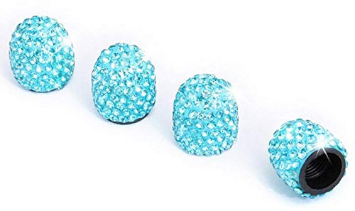 Ventilkappen Fahrrad Fahrradventil Reifenventilkappen 4Pcs / Lot Car Styling Zubehör Weiche Ton Strass Auto Reifen Ventilkappen Shining Crystal Staubdichte Kappen Für Frauen Bling Car-Bl