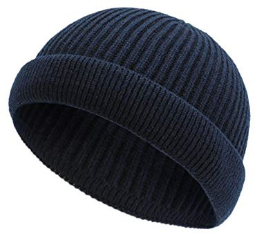 Marhatter Dockermössa fiskemössa beanie stickad mössa yllemössa herrar mössa randig (10944 Navi)