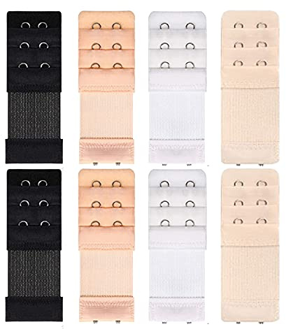 YOUDALIS 8 Pezzi Estensione Reggiseno,Estensore Extender Bra per Donne 2 Gancio 3 Riga,Elastico Reggiseno Morbido Cinghi 4 Colori