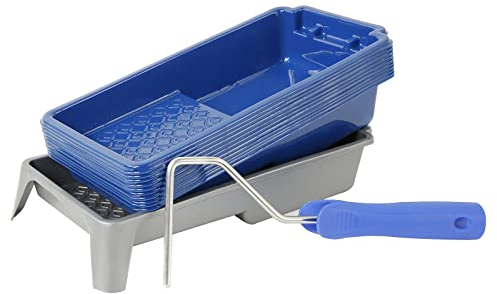 Mister Rui Paint Tray Liner, Disposable Paint Tray, 4 Sturdy Paint Tray*1, 4 Paint Tray Insert*10, and 4 Roller Frame*1, for Easily Switching between Paint Colors