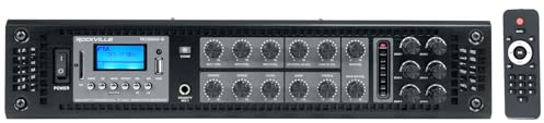 Rockville RCS650-6 650 Watt 6-Zone 70V Commercial Amplifier, Bluetooth, USB/SD/FM Playback, Rack-Mountable, for Restaurants & Offices