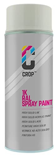 CROP Lackspray RAL 9002 Grauweiß - Hohe Deckkraft, SCHNELLE TROCKNUNG, 100% inaltérable - Auto, Motorrad & Heimwerken - Matt - 400 ml