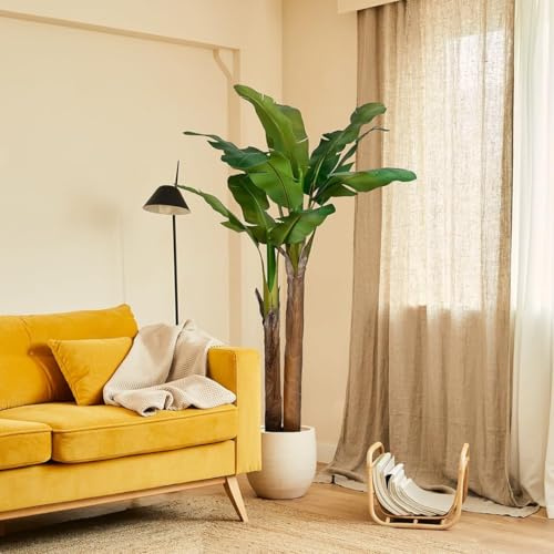 BLAINE | Bananplanta 160cm | Dekorativa konstväxter | Stor konstväxt | Konstväxter för inom- och utomhusbruk | Realistisk dekorativ konstväxt för hemmet