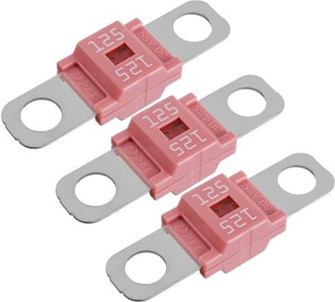 SIGANDG AMI/Midi Fusible 125A à courant élévé Bolt-on Midi Fusible 125 Amp Rose pour Voitures, Bus, Camions, Caravanes, Véhicules de Construction (Lot de 3)