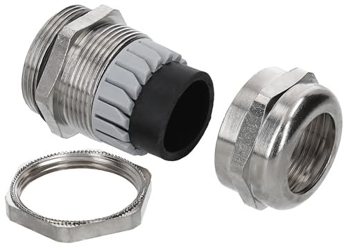 1 presse-étoupe Kalitec M32 en laiton de 11,0 à 21,0 mm - Zone de serrage - Contre-écrou M32 en laiton nervuré - Passe-câble étanche et gazeux