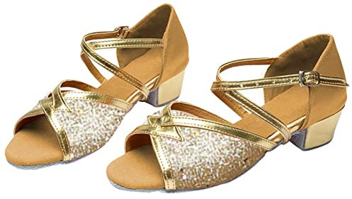Scarpe da ballo per bambini ragazze latine, ragazze salsa glitter scarpe da ballo latino tango scarpe da ballo scarpe da sera con suola morbida scarpe da principessa abito estivo scarpe da festa