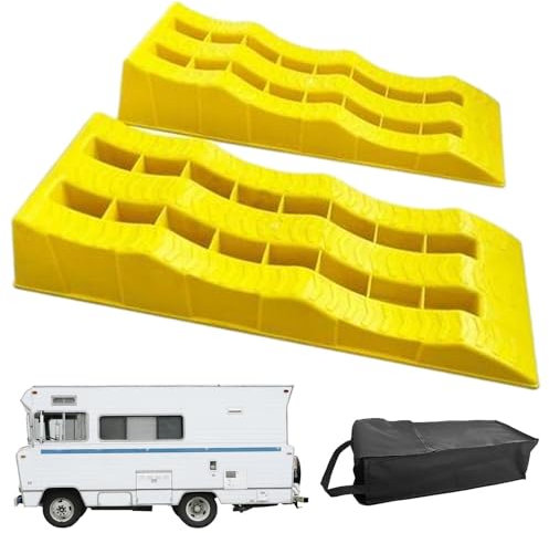 Cuñas de rueda de nivelación - 2 bloques de nivelación robustos para autocaravanas, rampas de nivelación de coche | Cuñas de rueda y niveladores de remolque ligeros, bloques de nivelación