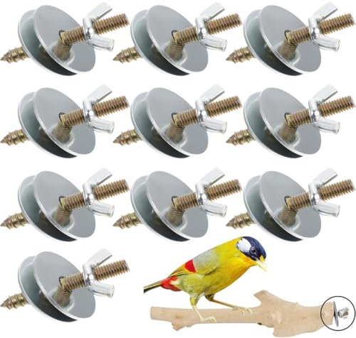 EYVRPAU Posatoi per Uccelli,10 Set di Viti per Rami per Posatoi in Legno di Uccelli,Set autoassemblante per Il Fissaggio della Gabbia,posatoi e Nido,per pappagalli e Simili,Uccelli Pappagallo