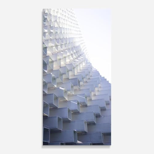 ARTHUB® Glasbild 60x120 cm, 5mm ESG | Moderne Wandbilder aus Glas für Wohnzimmer & Schlafzimmer, Wanddekoration, Wohnkultur, Abstrakte, 3d White Square