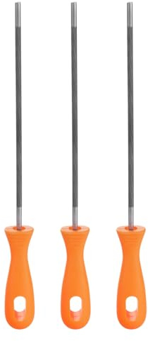 sourcing map 3pcs Chainsaw File 13/64(5mm) Chrome Steel Double Cut Round Rasp with Plastic Handle for Chain Saw Polishing