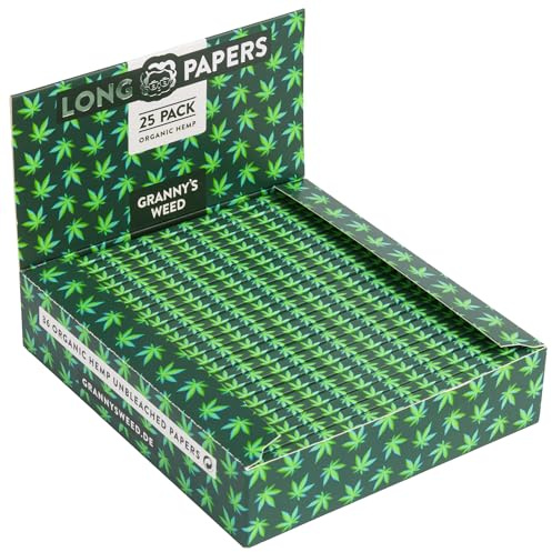 25x Granny's® new Organic Slim Long Papers | 108 x 45 mm | 36 Blatt ungebleicht | King Size | organic Papers | Grannys Papers
