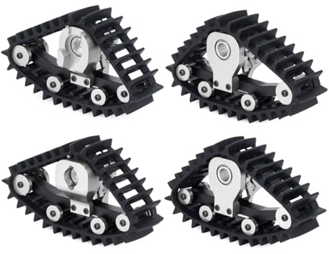 JOYSOG Pneus de chenille 1/18 RC Crawler, pneus de roue de piste de neige pour Traxxas 1/18 Trx4M RC Crawler Accessoires de voiture Pièces de rechange (argent)