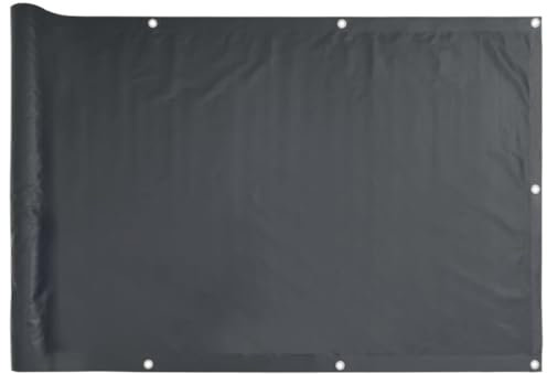 puraday Outdoor Sichtschutz Terrasse 75x500 cm Garten mit Ösen Balkonbespannung UV-Schutz Balkonverkleidung Windschutz Wasserfest Balkonsichtschutz mit PE Seil Anthrazit Oxford Gewebe