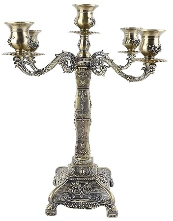 Kandelaber mit Metallarmen, Retro-Kerzenständer im europäischen Stil, 5 Arme, Kerzenständer aus Metall, romantische Kerzenhalter-Dekoration für Hochzeit, Abendessen, Party, (Fünf Köpfe aus Bronze)