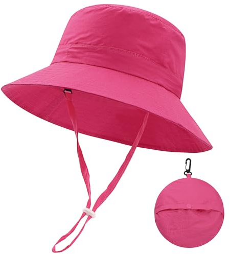 MK MATT KEELY Sommar Barnhatt Bomull Vikbar Solhatt Baby Unisex Solhatt Hav Fiskare Solskydd, Fuchsia, 1-3 anni