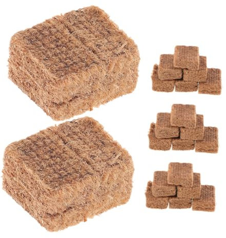 Gatuida 20pcs Charcoal Lighting Pucks Fire Starter Bricks Made from Pine and Wax for Efficient Burning Brown Outdoor Kindling Blocks Suitable for Grilling and Hot Pot