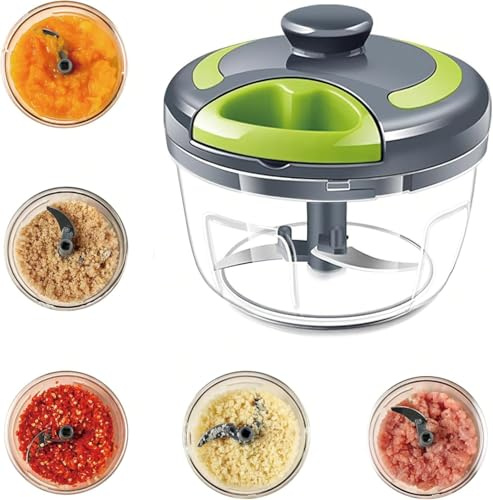 Zwiebelschneider, Zwiebelschneider mit Seilzug, Grün Zwiebel Zerkleinerer, Gemüseschneider Haushalt Kordelzug Design, Handbuch Gemüsehacker, Shredder Fleischmixer, Küchenbedarf 500ML