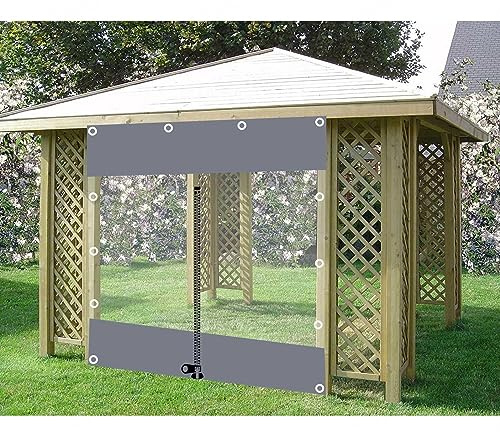 Waterproof Transparent Tarpaulin Curtains for Outdoor Gazebo Clear PVC Side Panels with Zipper 3.5x2.5m Tarp Cover for Pergola Carport Porch Patio Protection
