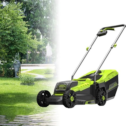 LADECNERHT Tondeuse à Gazon sans Fil 1600w Tondeuse électrique Gazon Deux Batteries Lithium 20 V 4 Ah Double Compartiment à Batterie, Grande Endurance Taille De Coupe De 33 Cm
