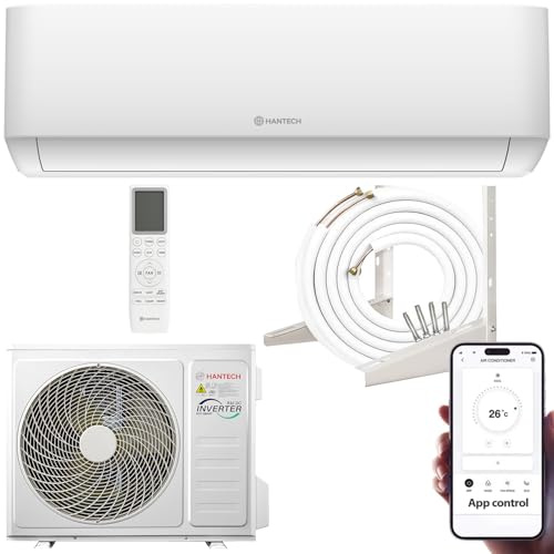 HANTECH Aire Ar acondicionado split 12000 BTU modelo H-PRO blanco branco - silencioso, con app móvil, 3 m tubería, soporte pared