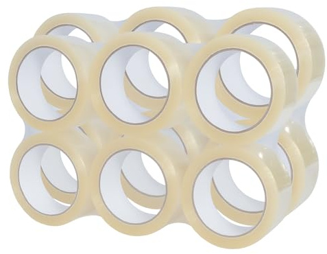 Etrexonline Cinta Adhesiva de Embalar Transparente 48mm x 100m – Precinto fuerte y resistente al desgarro para sellar y empaquetar cajas de cartón, envíos, mudanzas y almacenaje (Pack de 12)