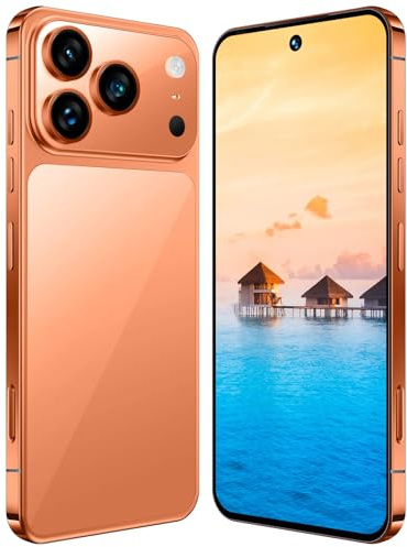 Telefono Sbloccato I17 Pro Max, Android 15.0, Smartphone Con Schermo Ad Alta Definizione Da 7,3, Batteria Da 8000mAh, 16GB RAM, 1TB ROM, Cellulare Dual SIM, Smartphone Senza SIM,Orange-7.3 Inch