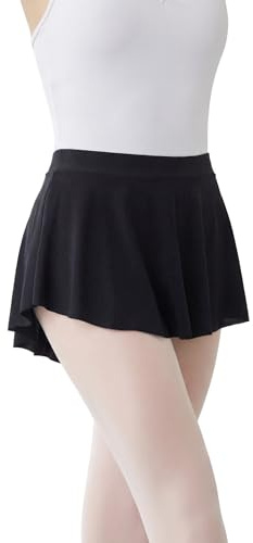 Stelle Black Ballet Skirts for Women Pull On Dance Wrap Skirt Elastic Waistband Ballerina Outfit for Adult (Black,L)