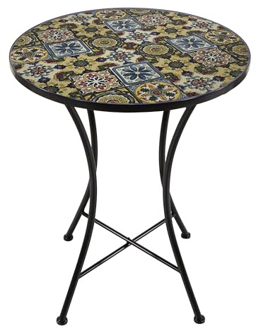 AXI Amélie Bistrotisch, Mosaiklook, Yellow Breeze | Bistrot-Gartenmöbel, Mosaik-Bistrotisch für Garten/Balkon/Terrasse | Gartentisch 60 x 60 x 75 cm